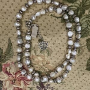Double wrap Pearls and Silver Necklace