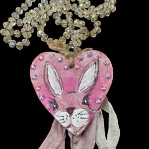Hand Painted Bunny Wooden Heart