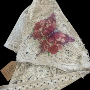 Vintage Hand Painted Butterfly Bandana