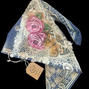 Navy Vintage Hand Painted Bandana