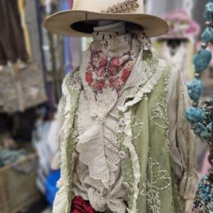 Green Embroidery Ruffle Vest Bundle